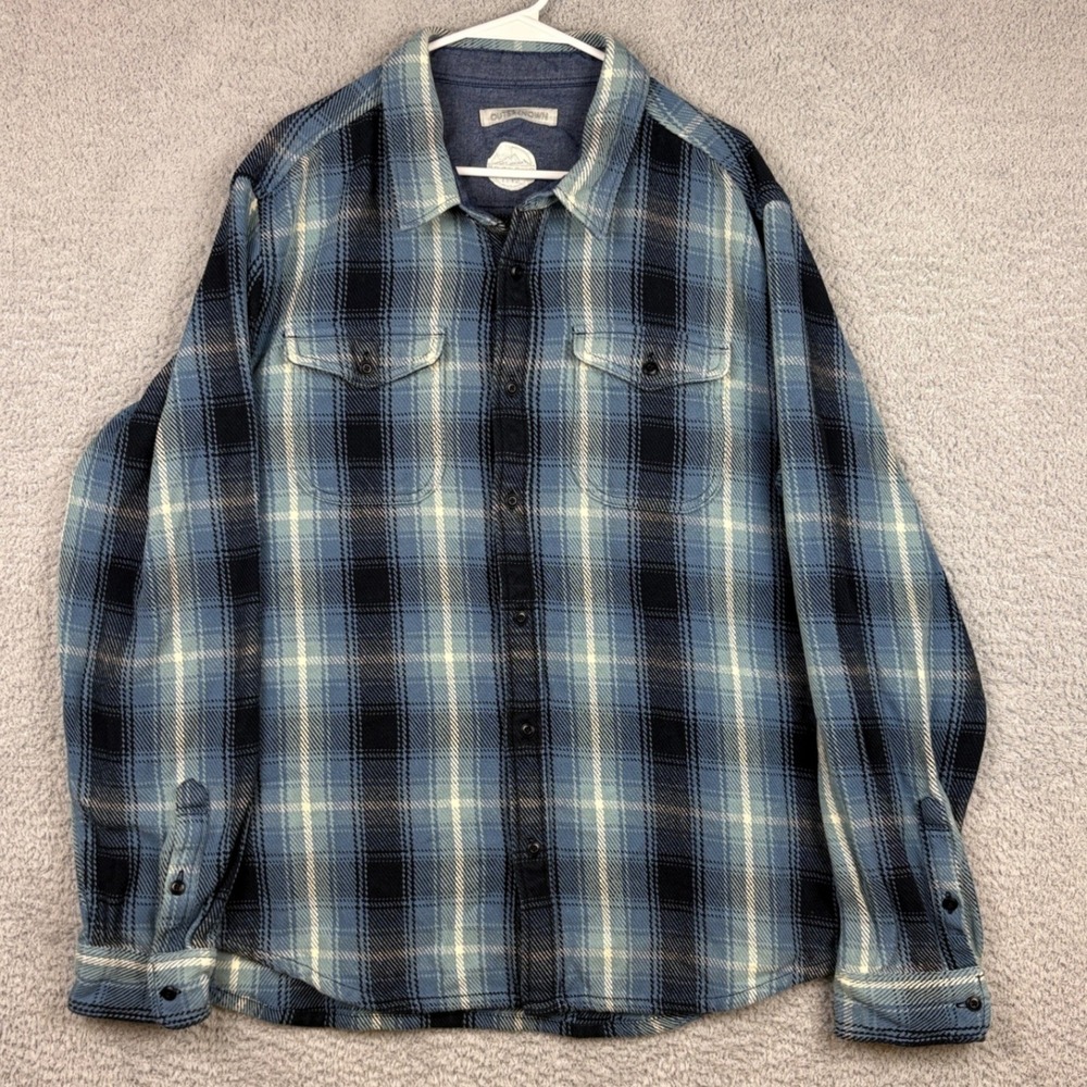 Outerknown Flannel Shirt Mens XXL Blue Blanket Everest 2021 Heavy Cotton Plaid
